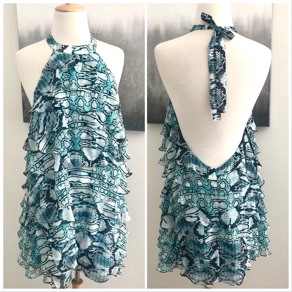 Marciano Tiered Ruffle Halter Neck Party Dress - Picture 7 of 7
